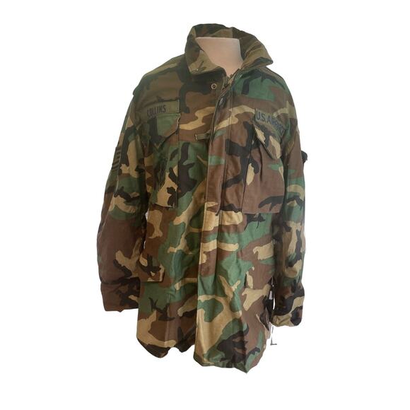 Vintage US Military Coat Cold Weather Field Camouflage Med-long DLA-87-C-0430